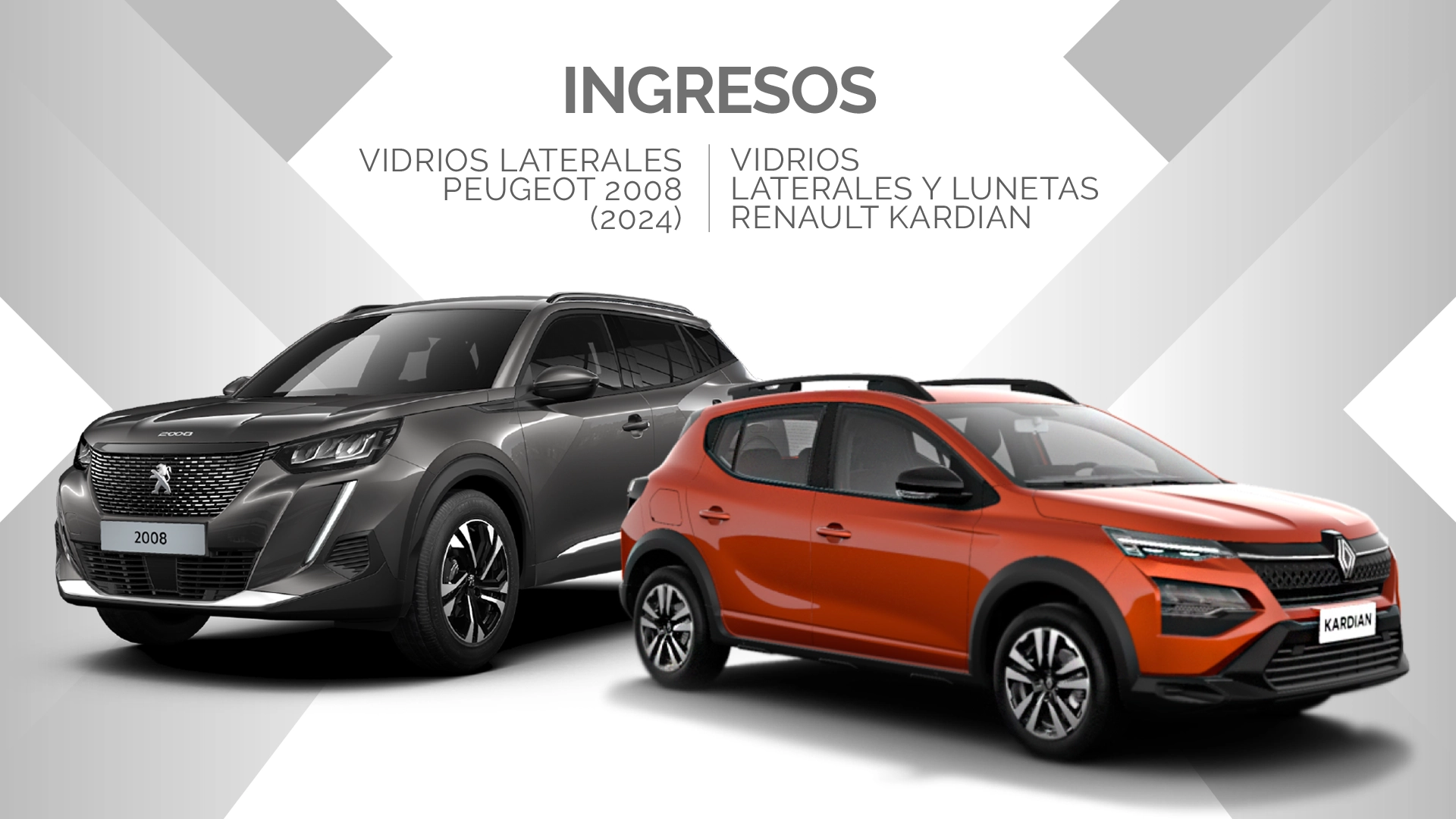 Nuevos ingresos cristales para peugeot 2008 y kardian